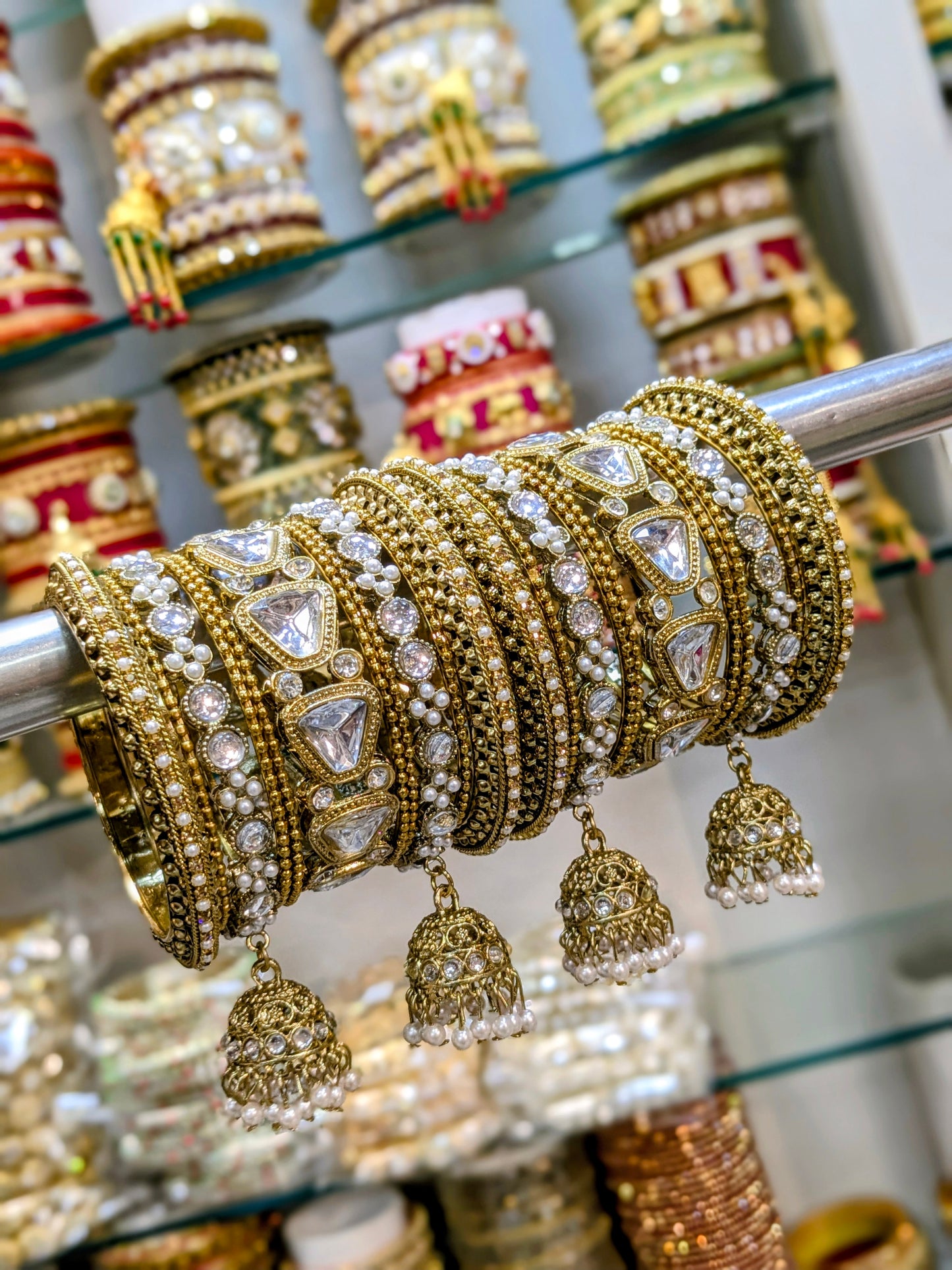 Kundan copper bangles