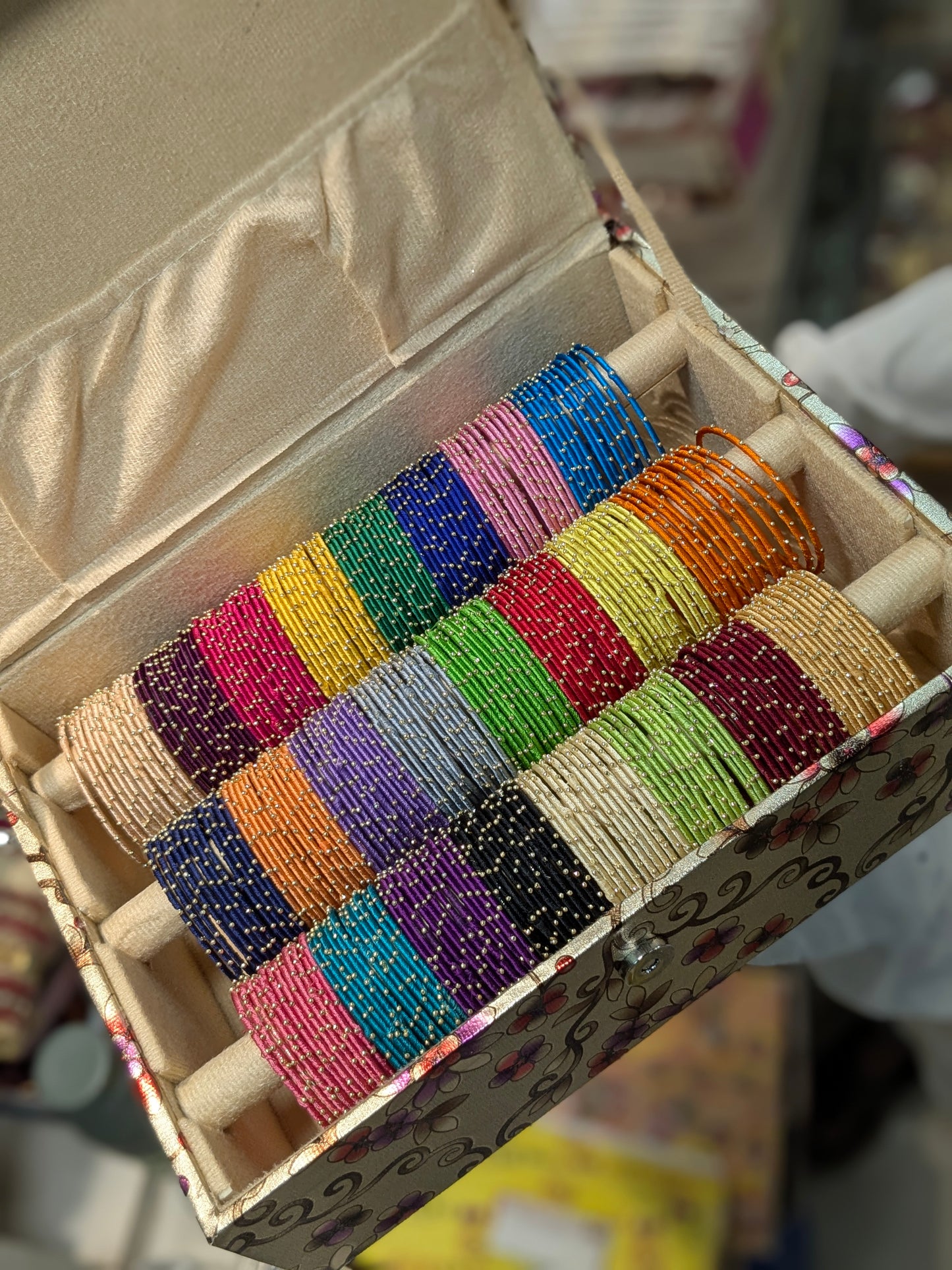 🌸 Colorful Thread Bangles with Premium Organizer – Traditional & Stylish