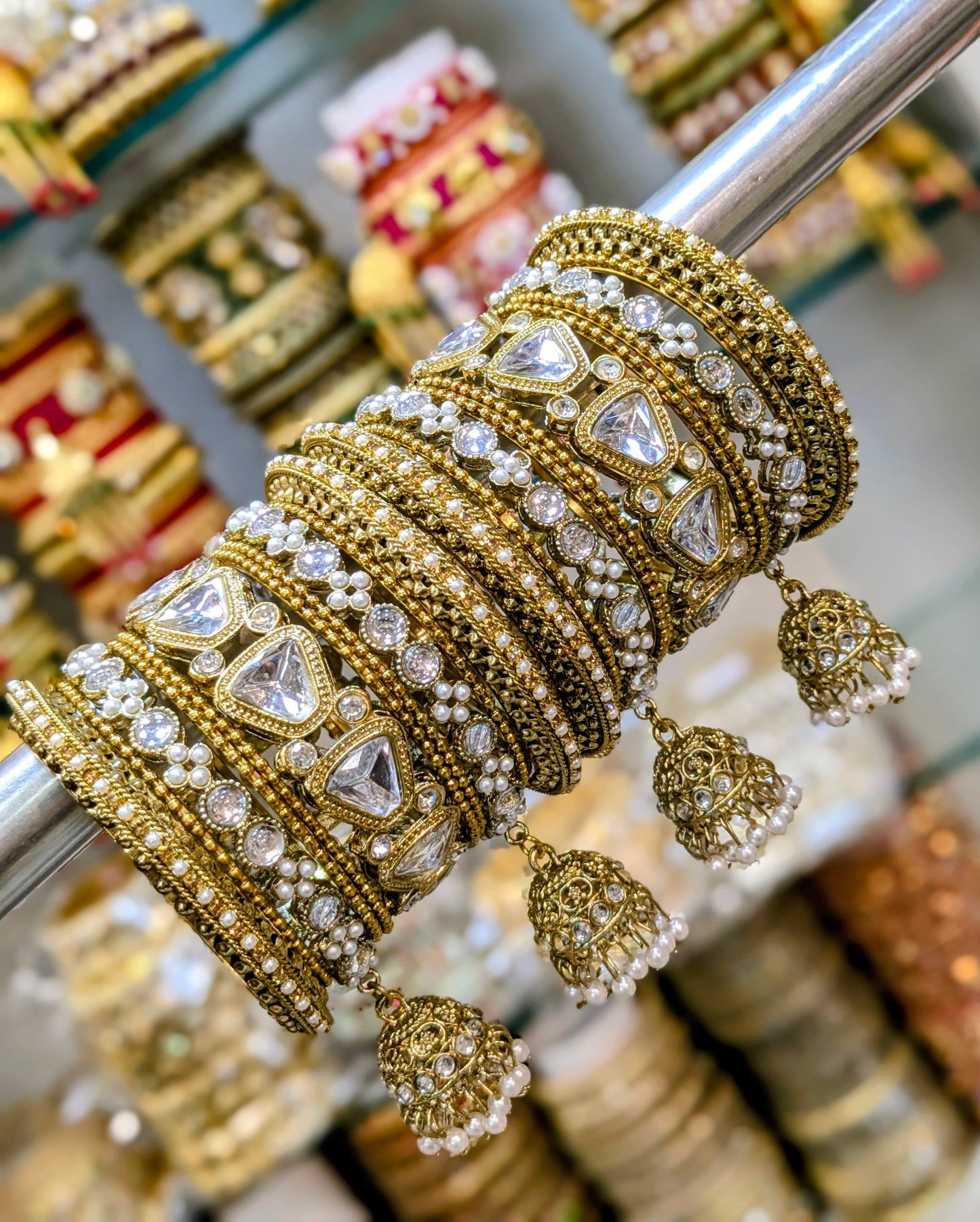 Kundan copper bangles