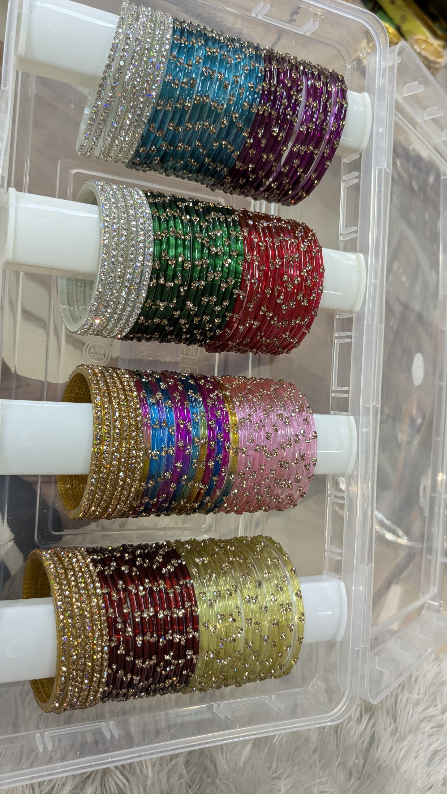 3 drop glass bangles with organiser