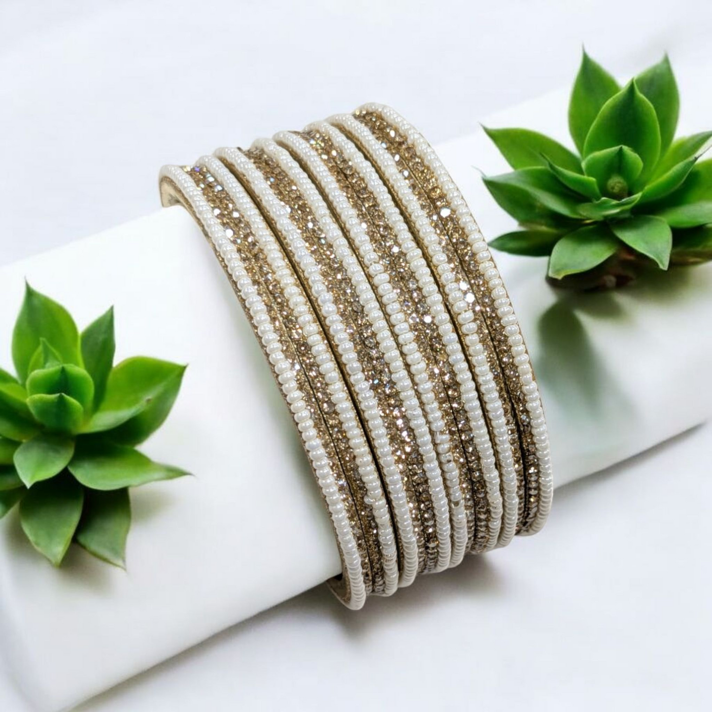 Pearl diamond bangles