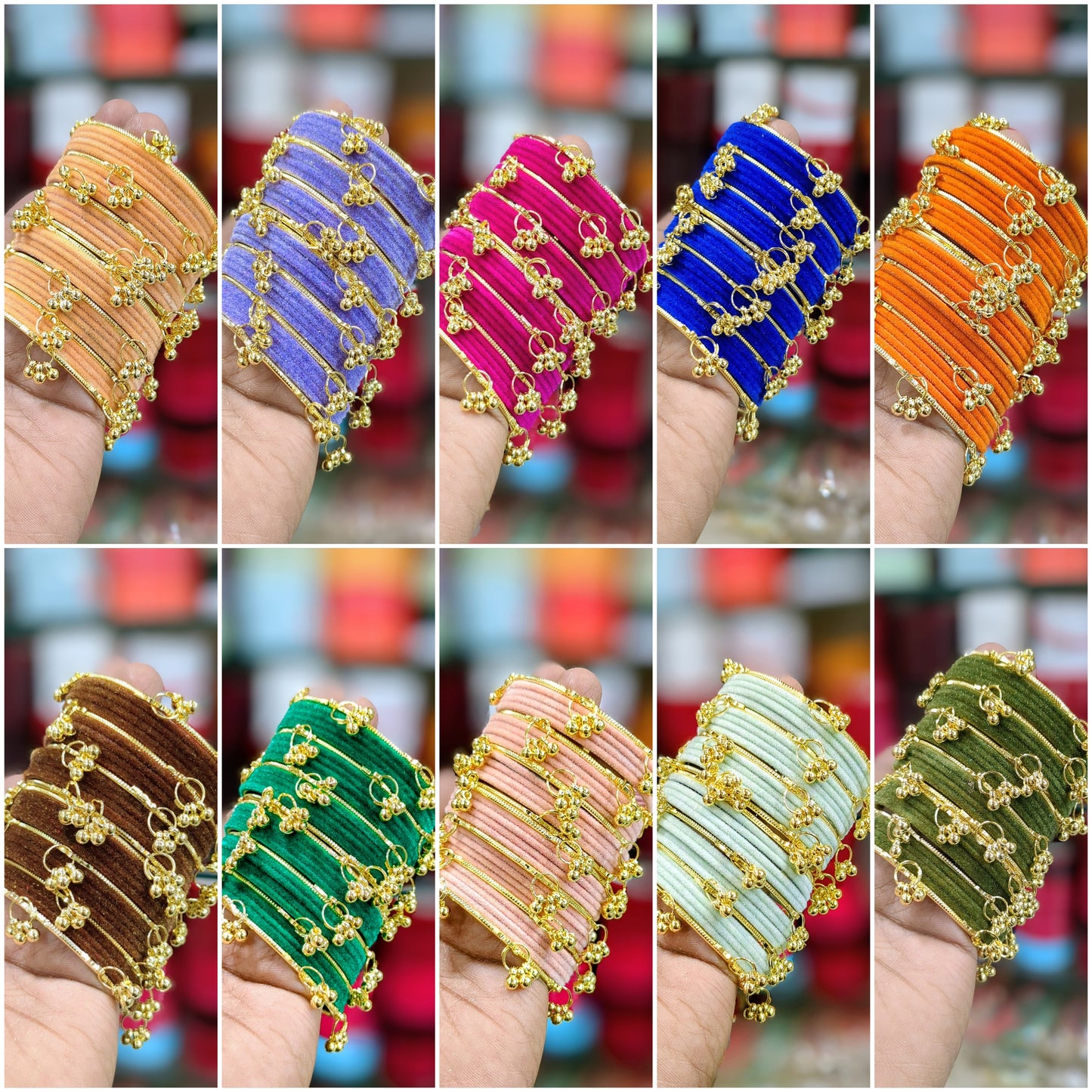 Kashmiri velvet bangles set