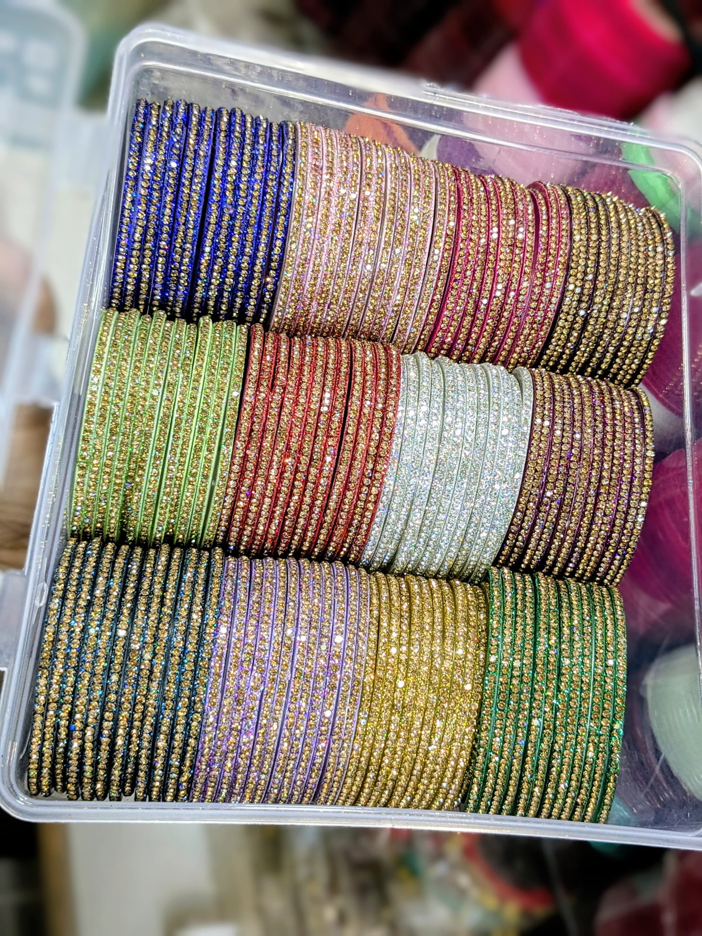 Glass simmer diamond bangles