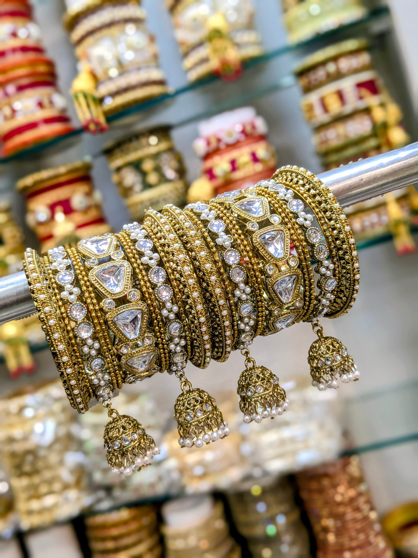 Kundan copper bangles