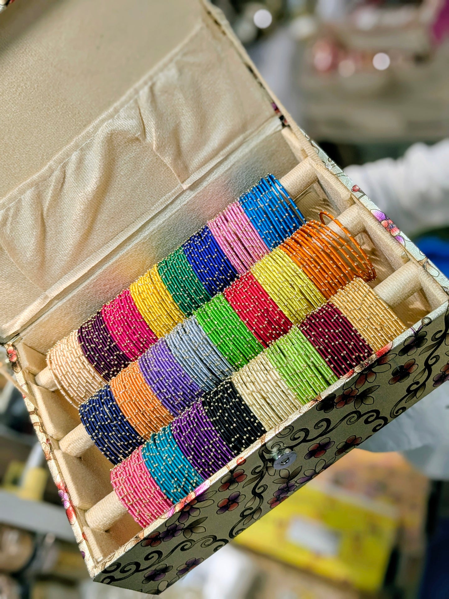 🌸 Colorful Thread Bangles with Premium Organizer – Traditional & Stylish