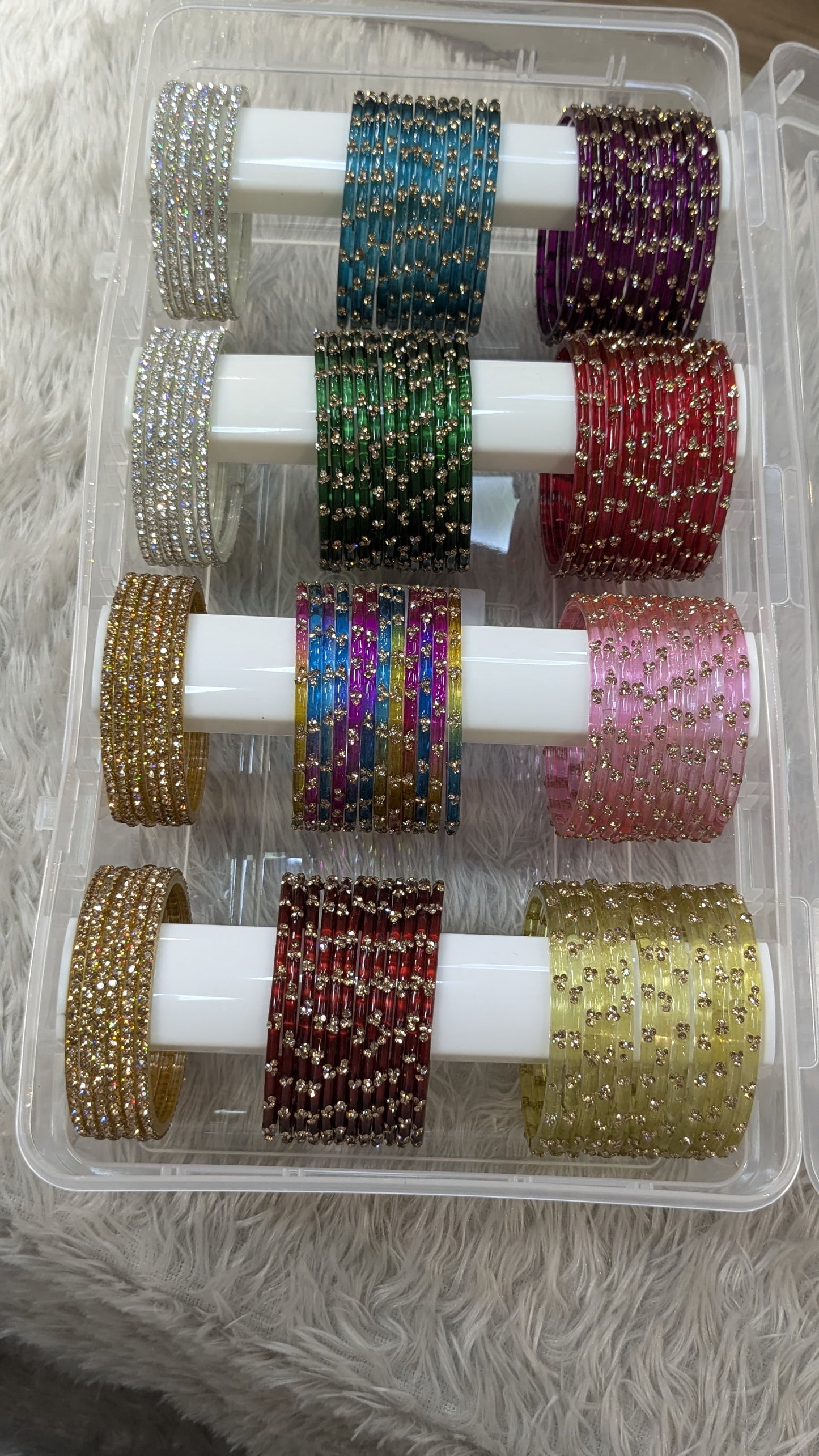 3 drop glass bangles with organiser