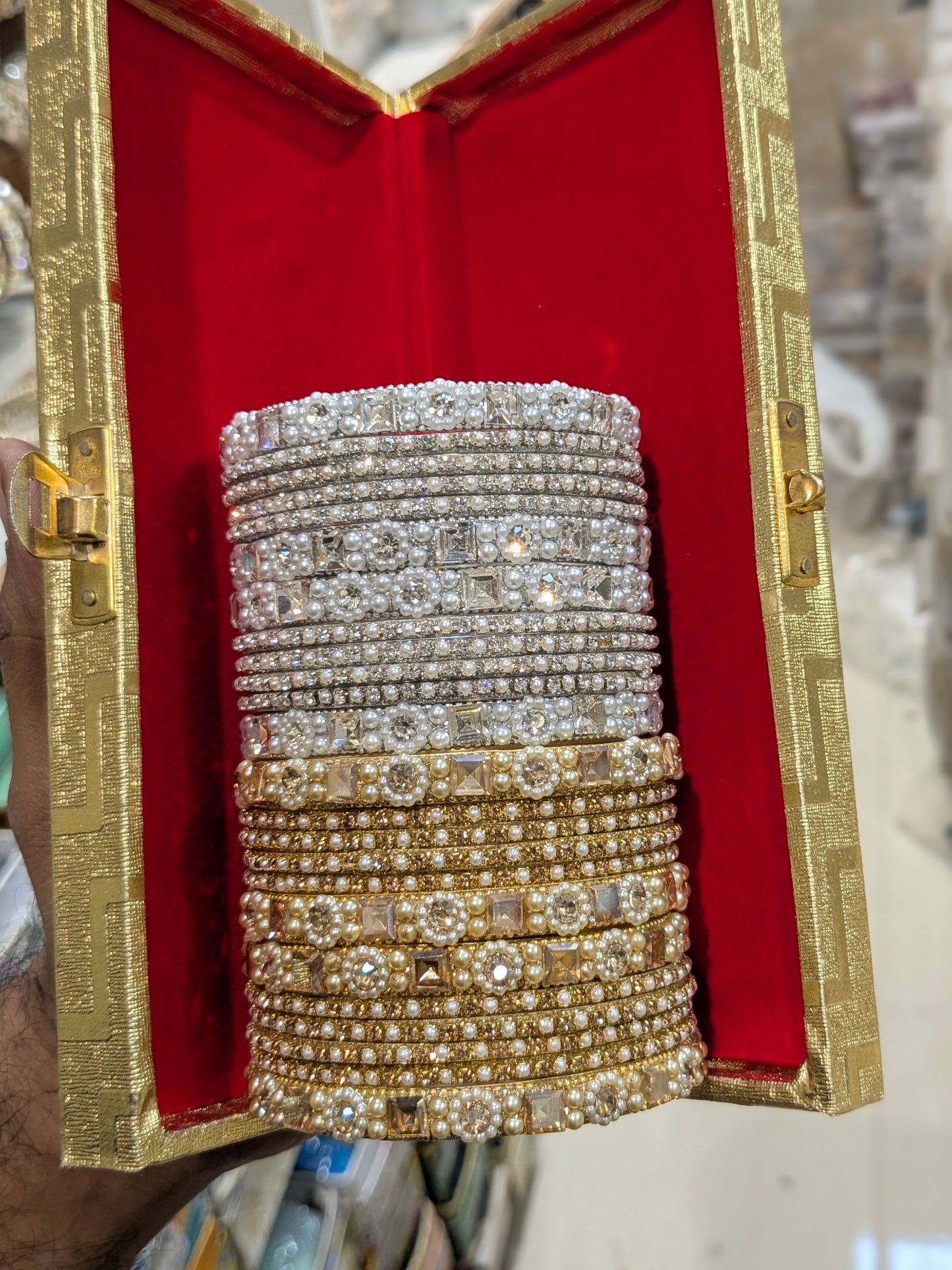 Simran silver golden bangles set