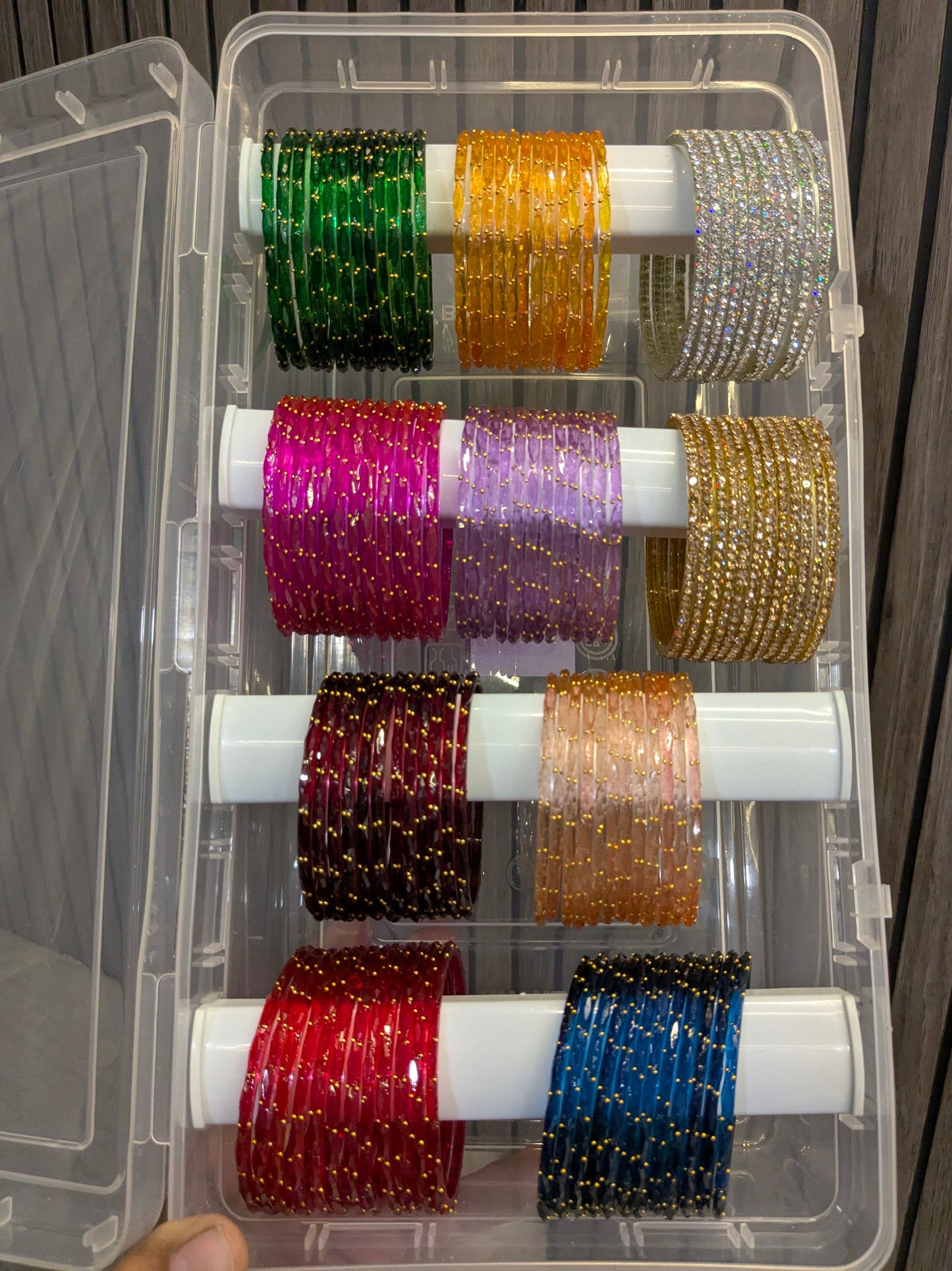 Rain drop bangles with organiser