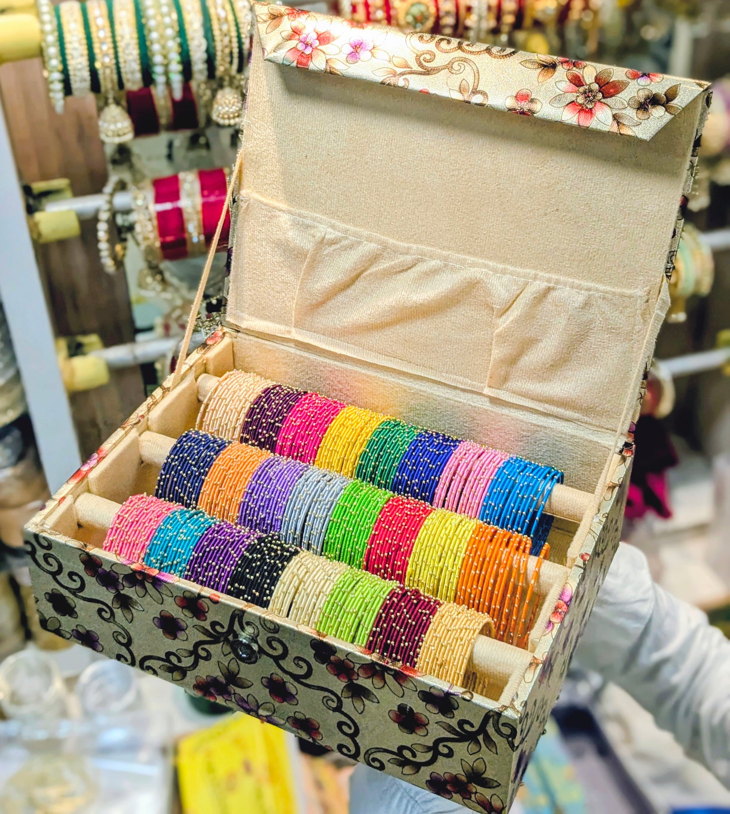 🌸 Colorful Thread Bangles with Premium Organizer – Traditional & Stylish