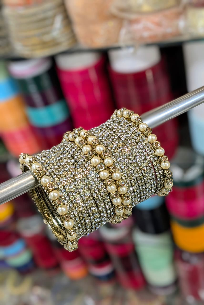 Copper polki bangles set