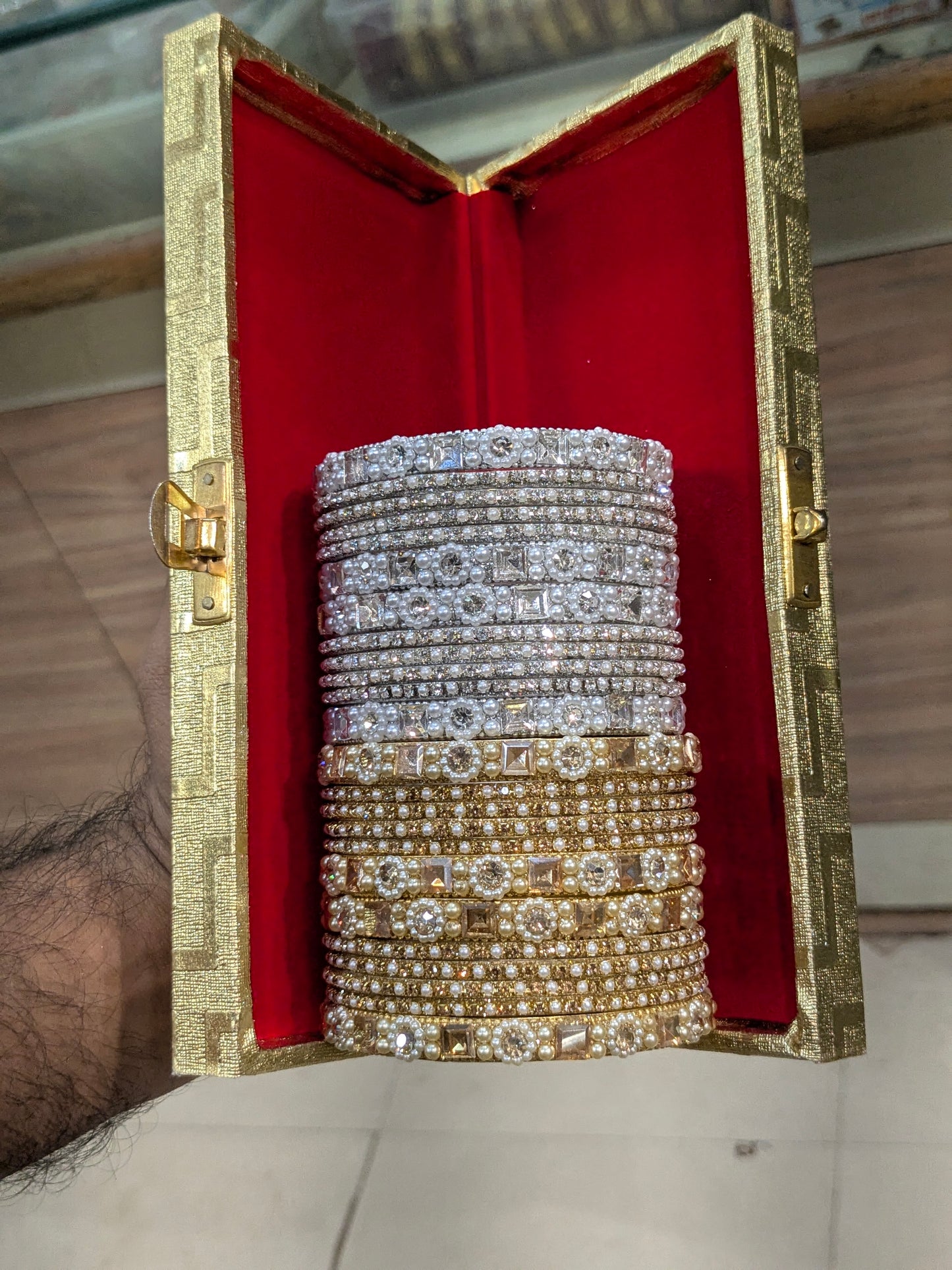 Simran silver golden bangles set
