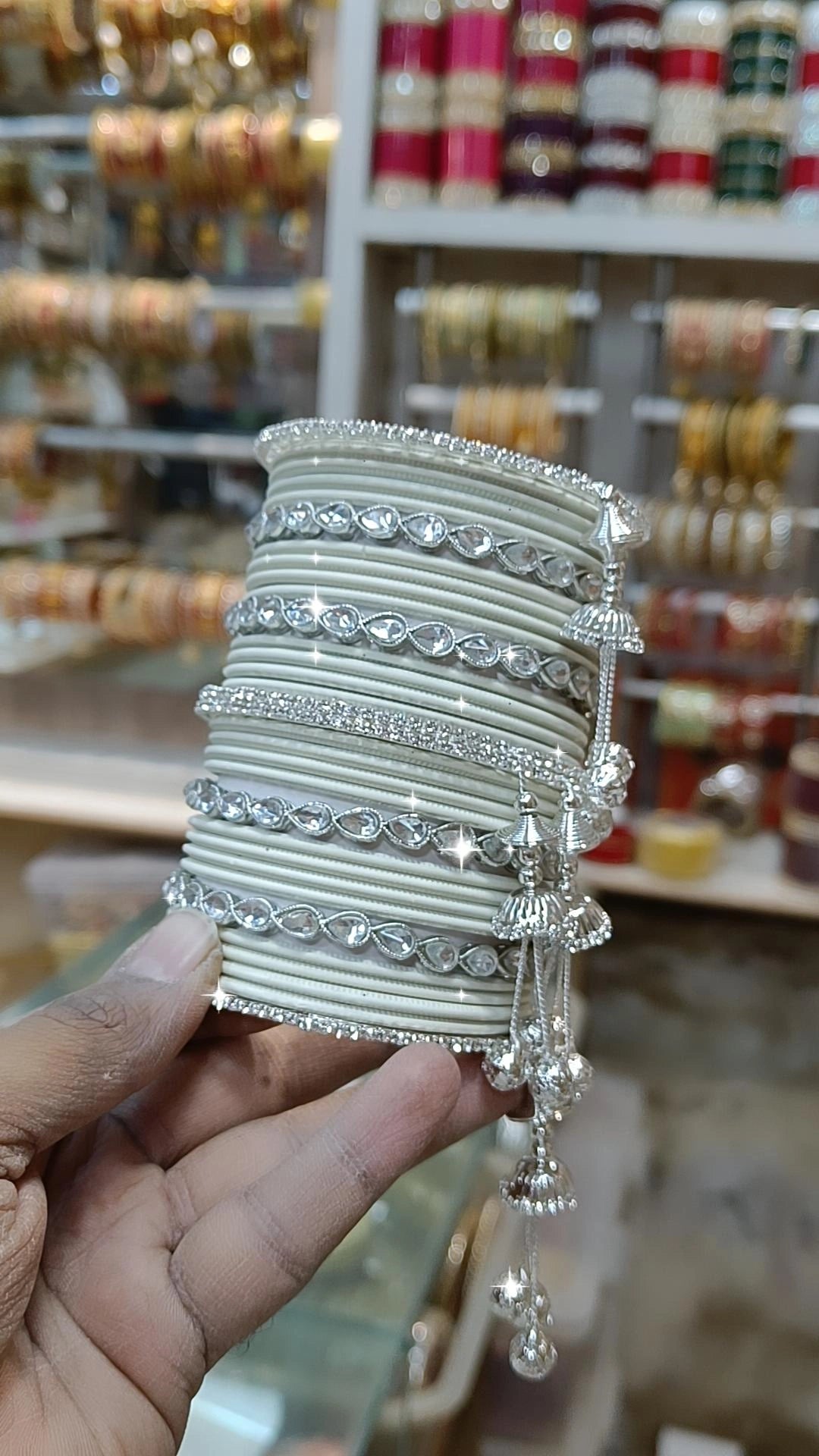 Silver kundan jhumki