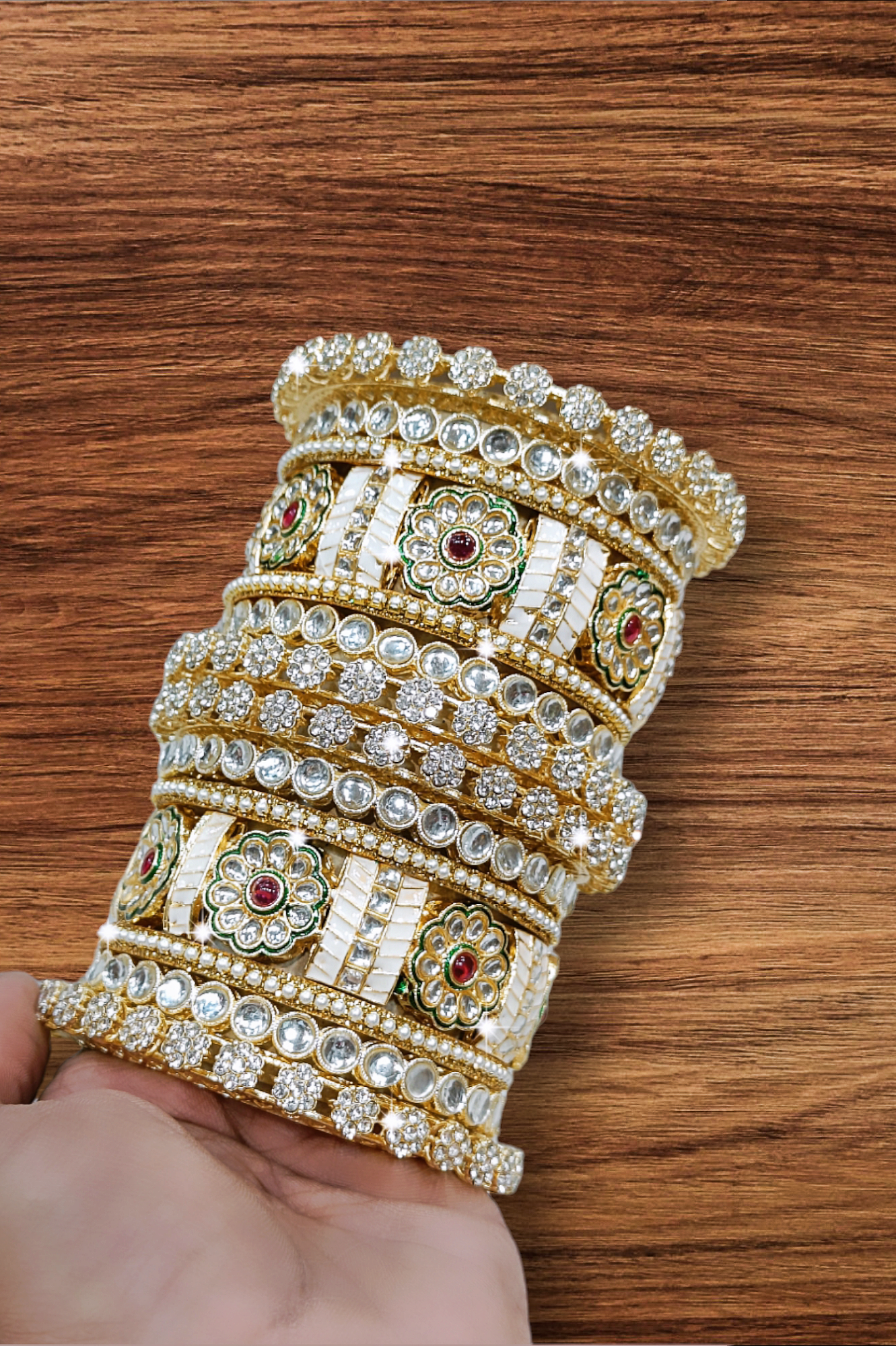 Kundan Meena bangles set