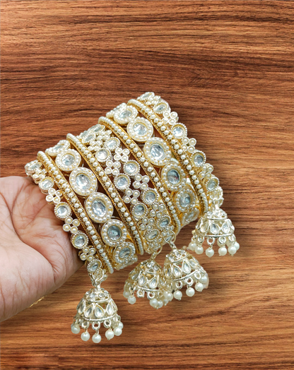 Pearl jhumki bangles set