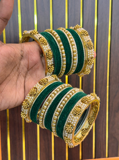 GREEN PEARL WEDDING BANGLES SET