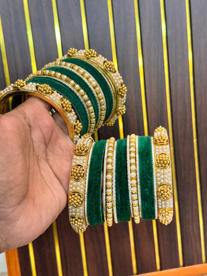 GREEN PEARL WEDDING BANGLES SET