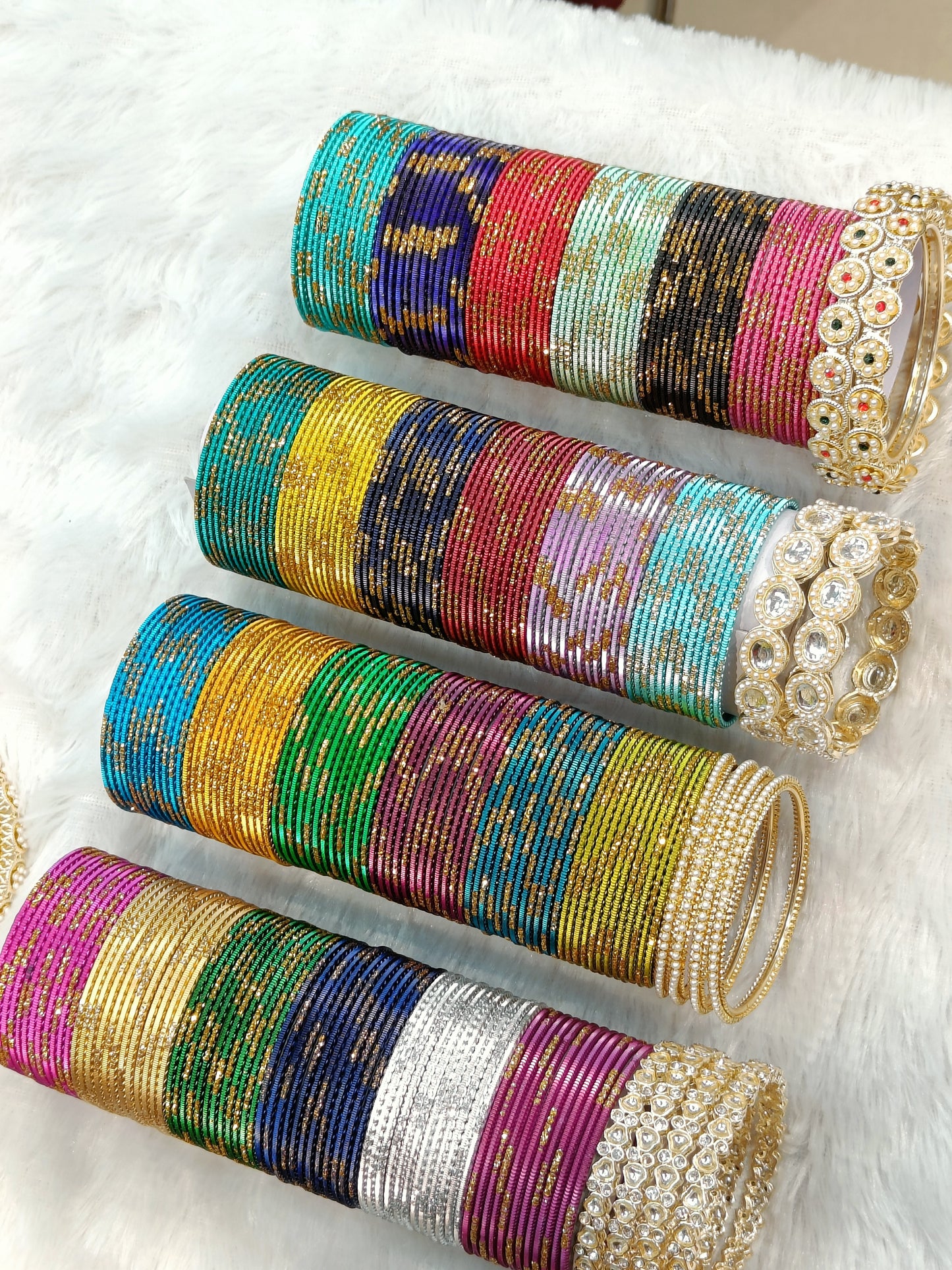 Glitter bangles with pearl siders