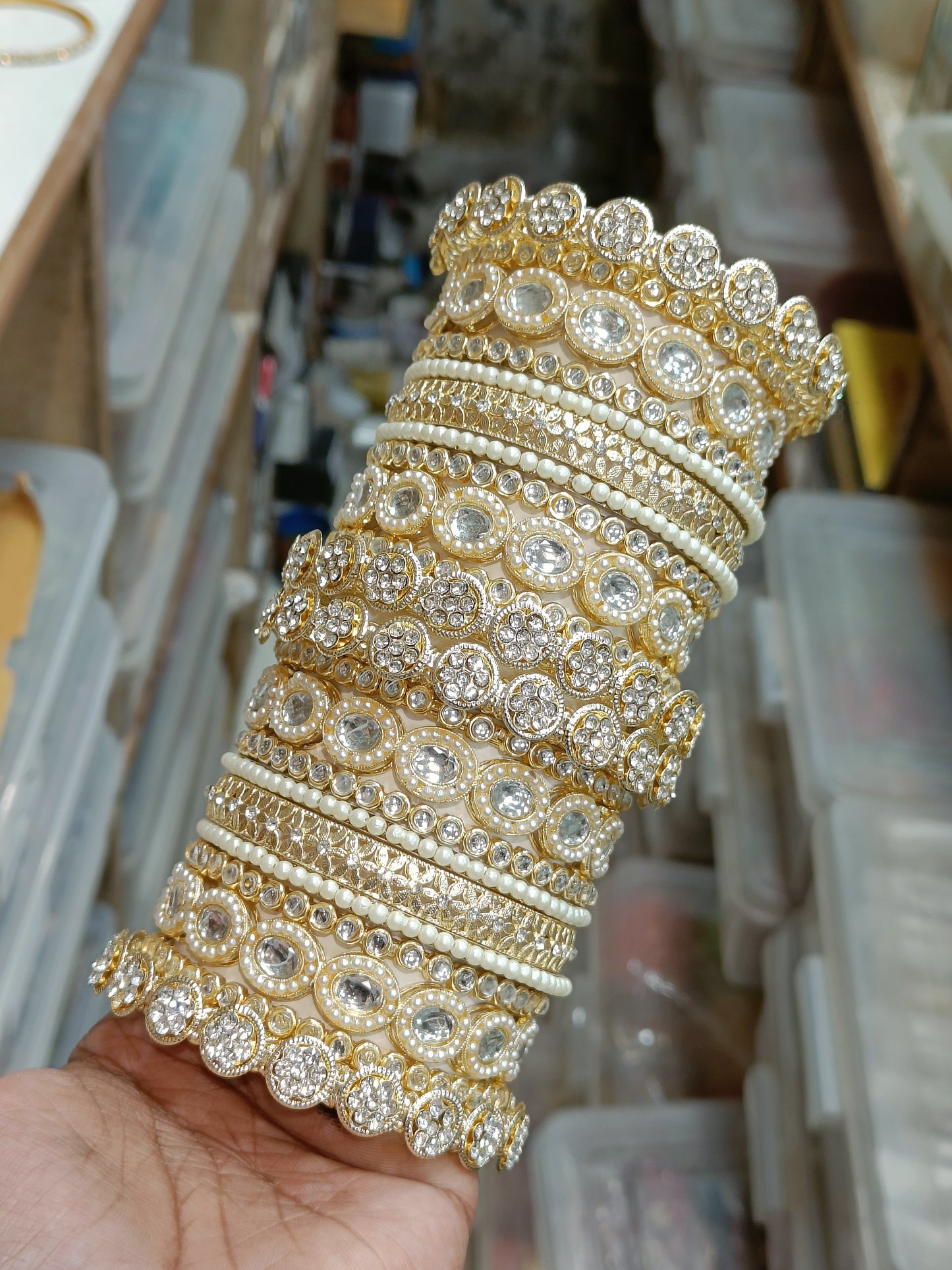 Kundan brass bangles