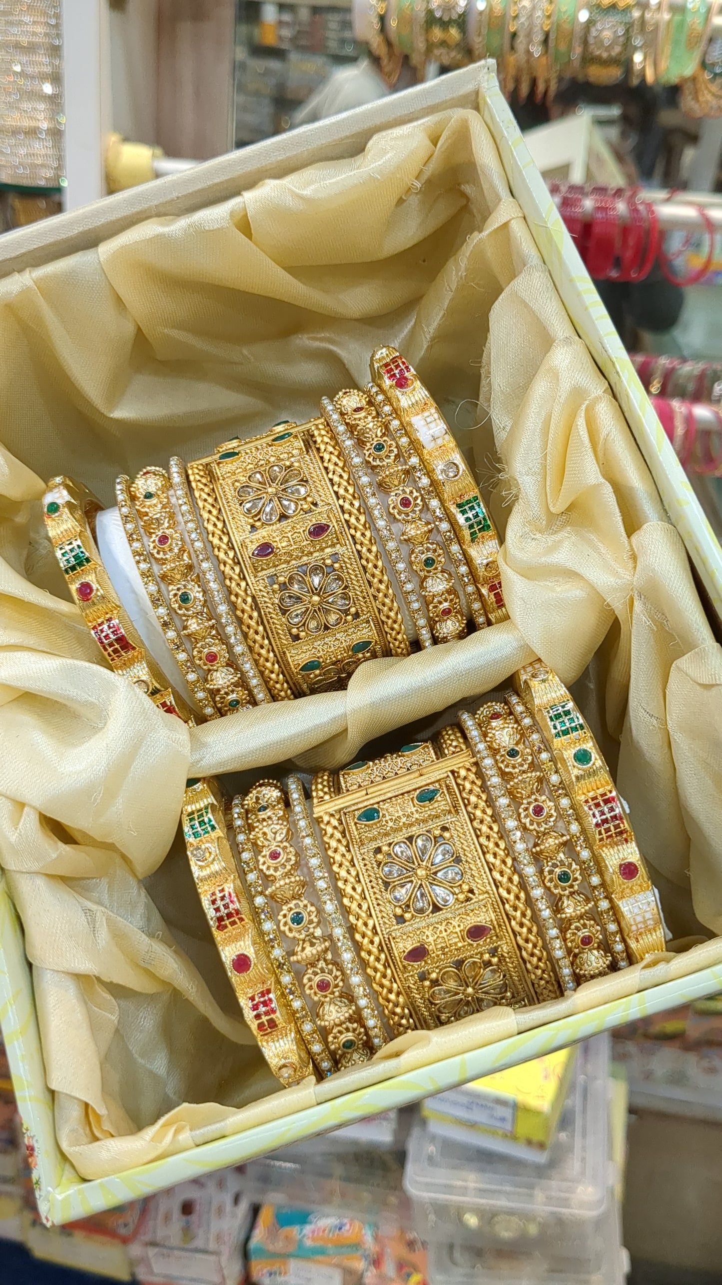 RAJWADI GOLD LOOK BRIDAL BANGLES SET