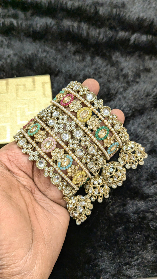 Multy bangles set in mehandi polish