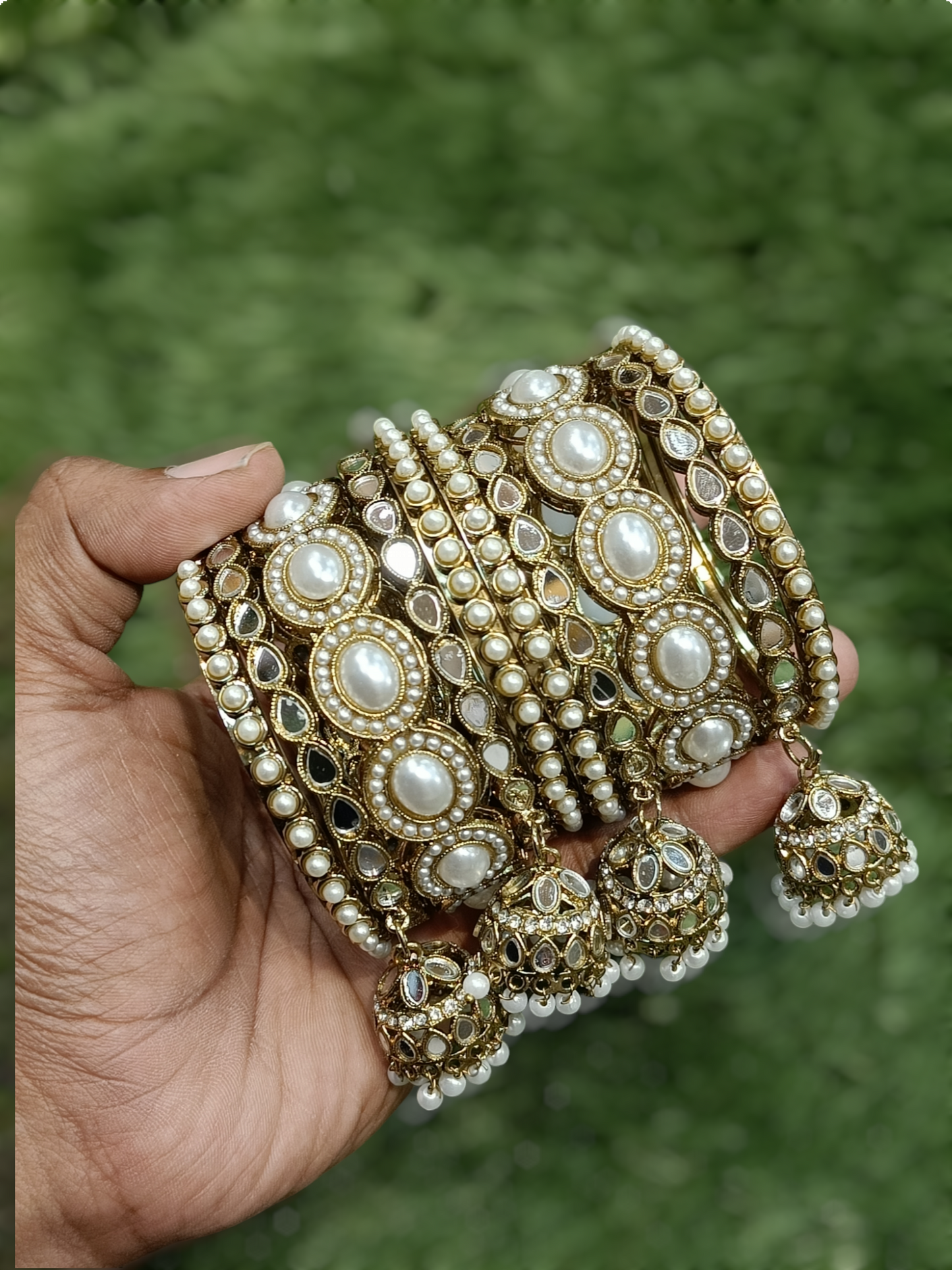 MARBLE JHUMKI BANGLES SET