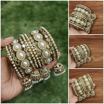 MARBLE JHUMKI BANGLES SET