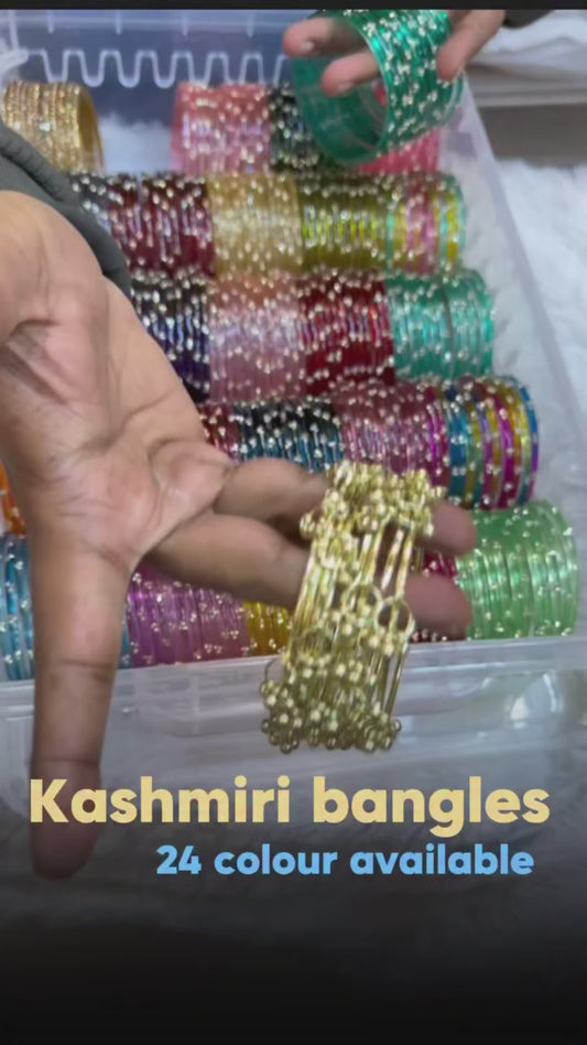 24 Set/color jelly bangles, Golden Bangles And Kashmiri Gungroos Comes With Free Organizer Box