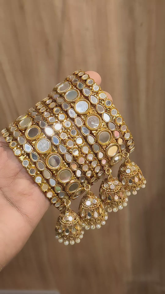 MIROR JHUMKI BANGLES SET