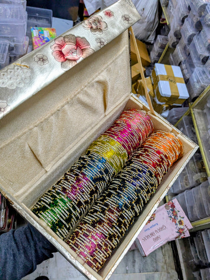 ✨ Feather Strip Glass Bangles – Elegant Lightweight Design with Shimmer Finish