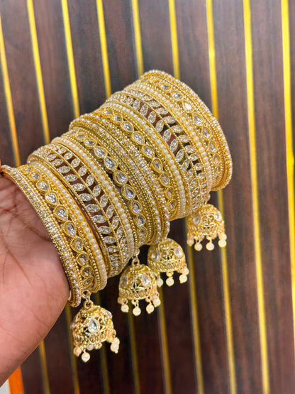 NEW KUNDAN AD BANGLES SET