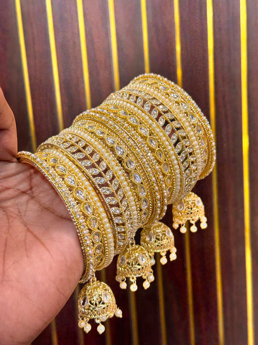 NEW KUNDAN AD BANGLES SET