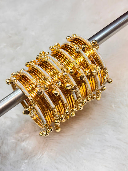 NEW GLOSSY BANGLES WITH PEARL KASHMIRI BANGLES