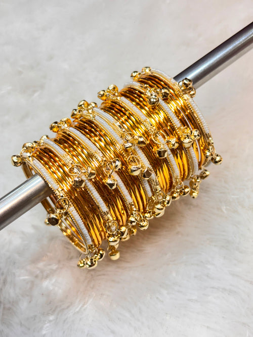 NEW GLOSSY BANGLES WITH PEARL KASHMIRI BANGLES