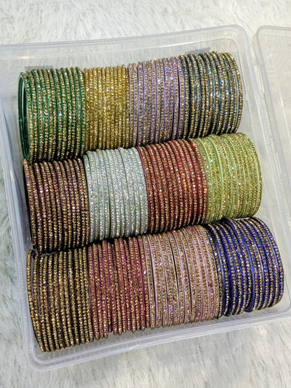 Glass simmer diamond bangles