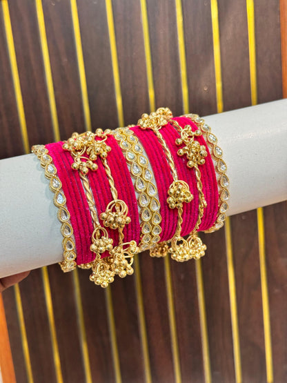 New bridal bangles Set With velvet and kakshmiri Kundan