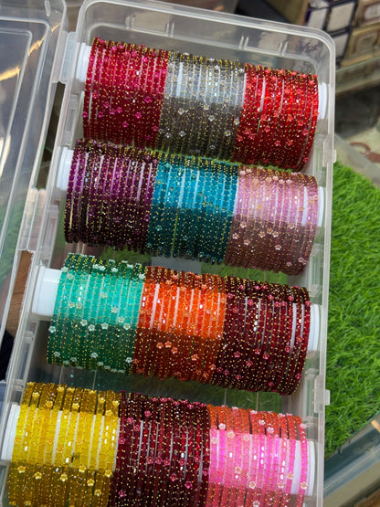 New Rose Flower 12 Colour/Dozen Raindrop Bangles With Organiser
