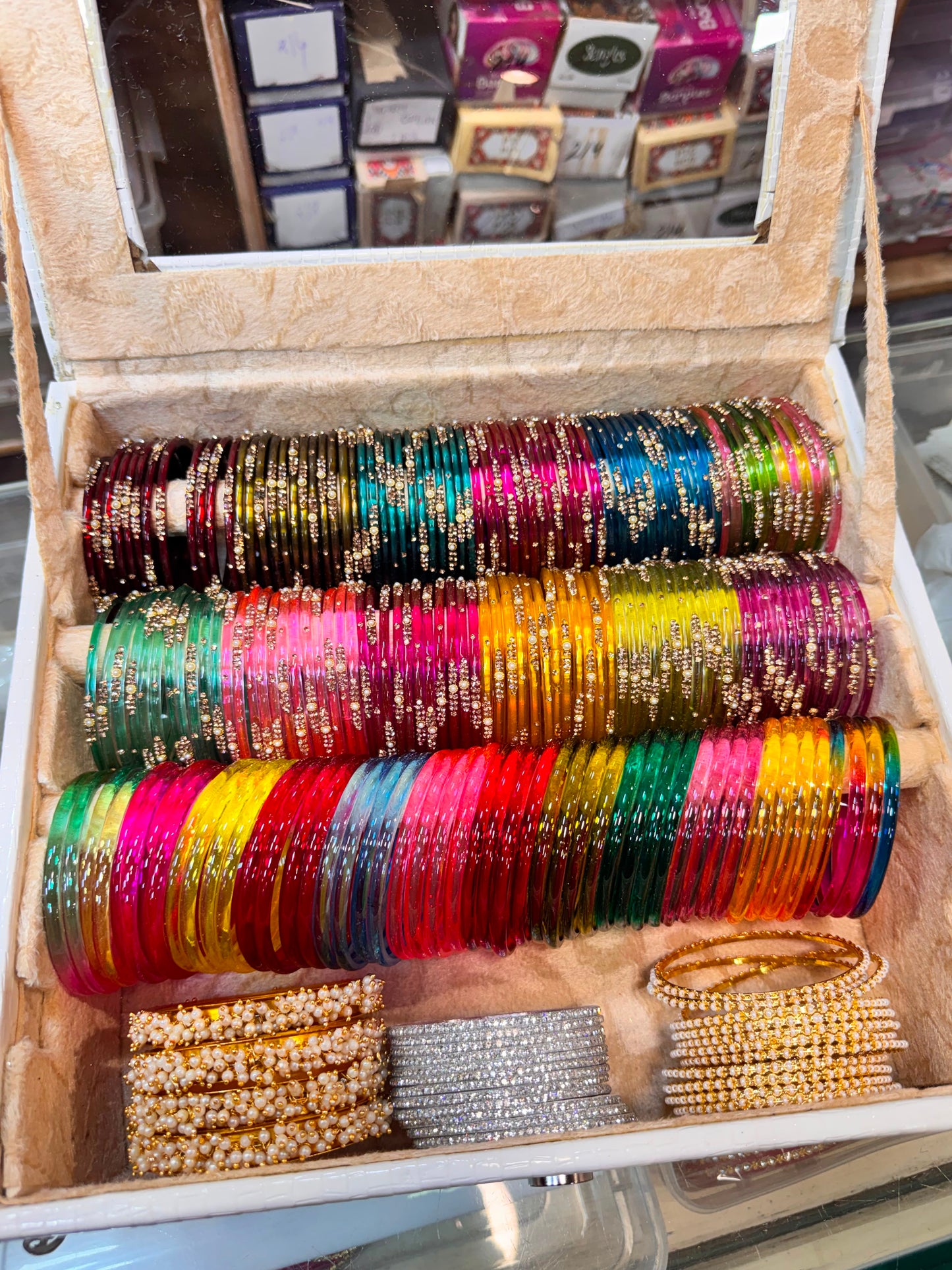 New Pearl Diamond Bangles Set with Jelly Combo | 12 Dozen Pearl Bangles | Lahariya Kada | Silver Diamond Bangles | Free Organizer