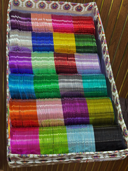 NEW 48 Dozen JELLY GLOSSY Metal 24 Colours BANGLES