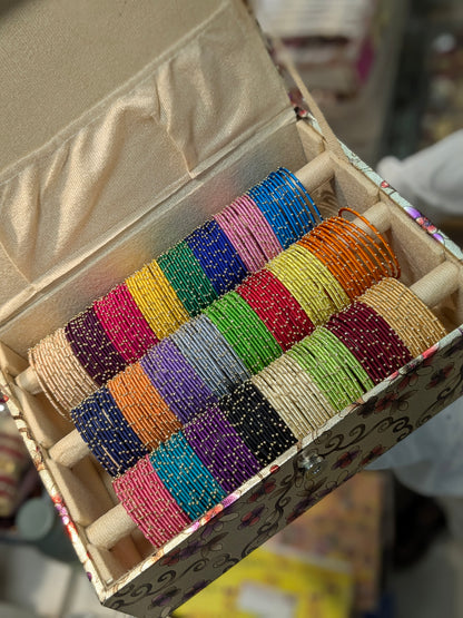 🌸 Colorful Thread Bangles with Premium Organizer – Traditional & Stylish