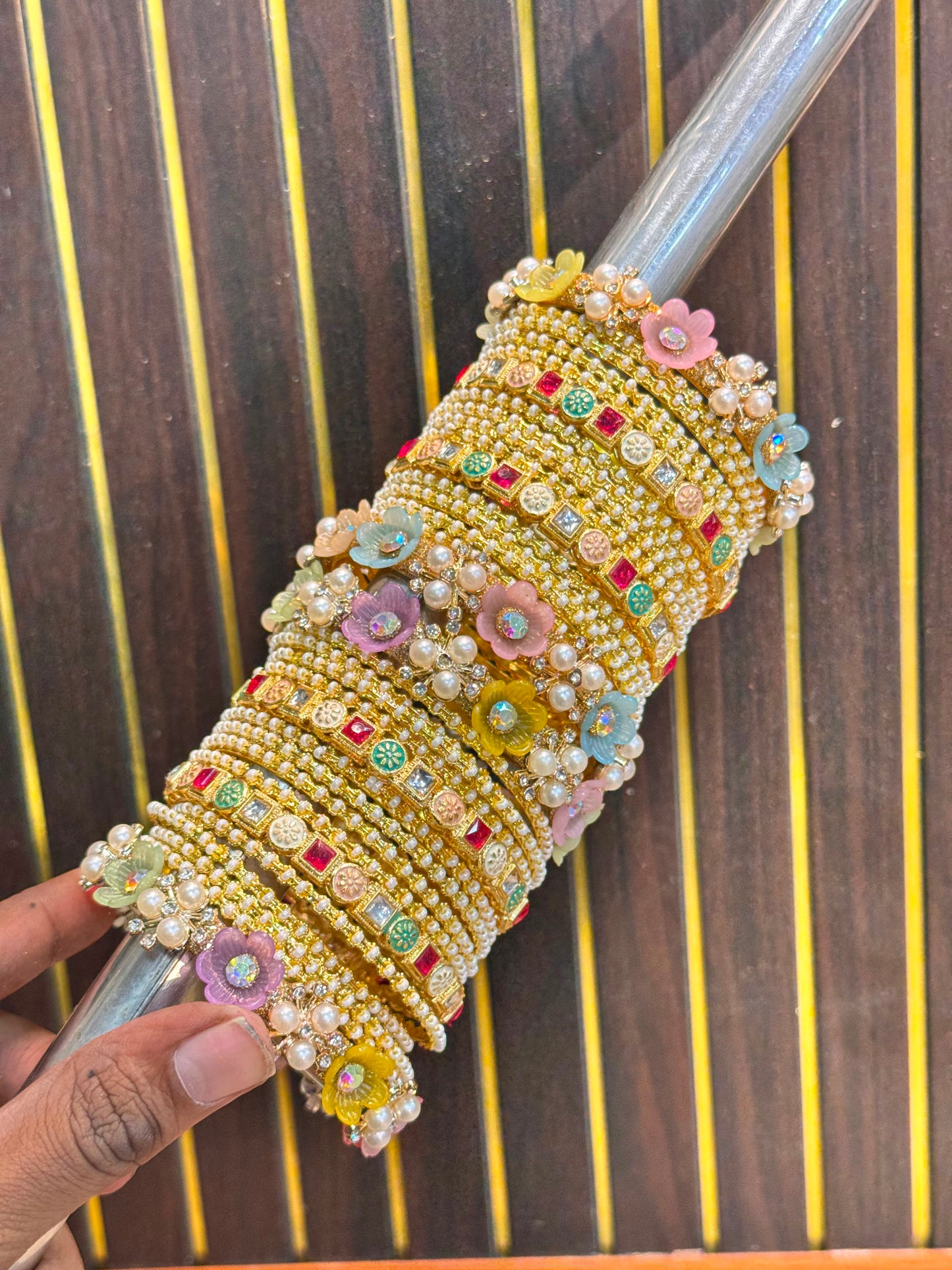 NEW BRASS BANGLES WITH TRENDING FLOWER KADA