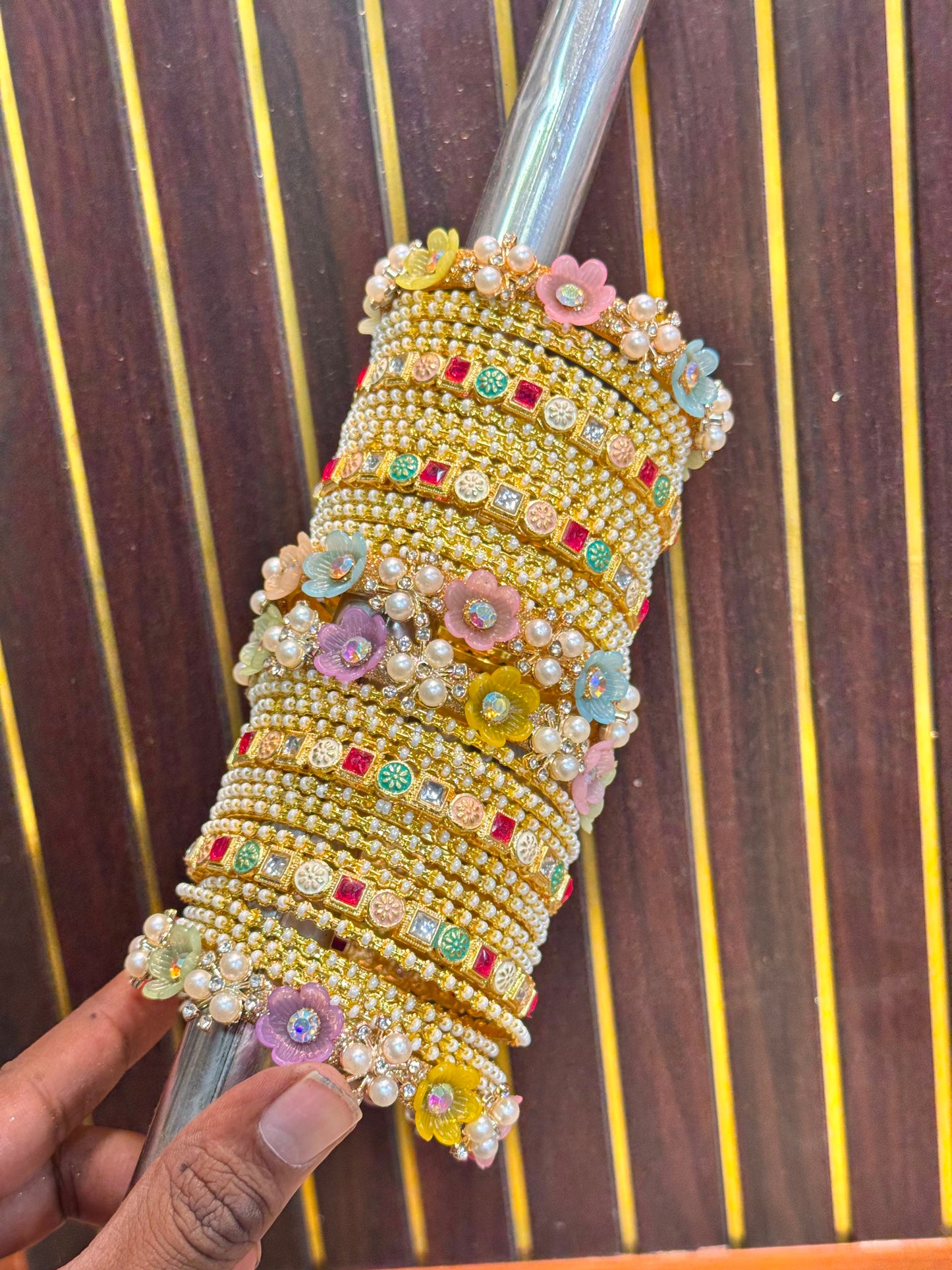 NEW BRASS BANGLES WITH TRENDING FLOWER KADA