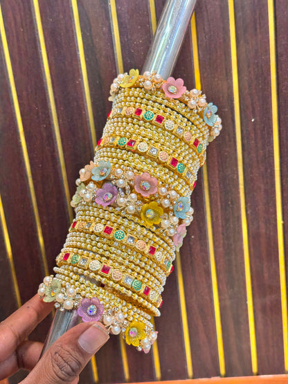 NEW BRASS BANGLES WITH TRENDING FLOWER KADA