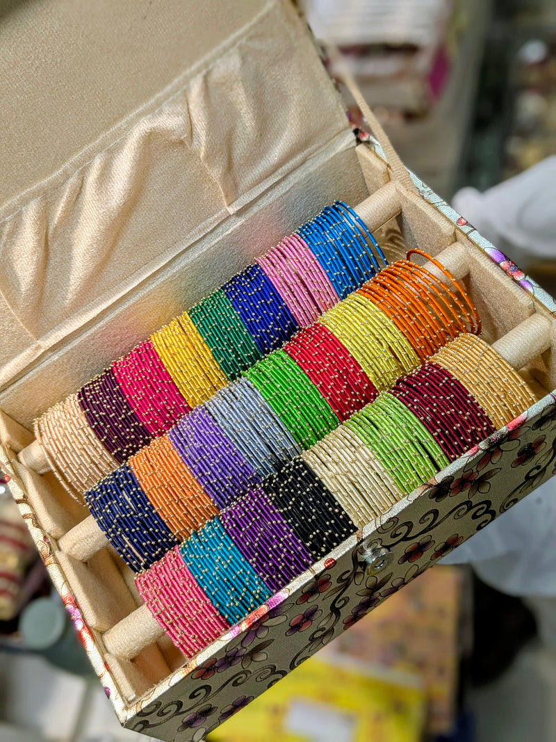 🌸 Colorful Thread Bangles with Premium Organizer – Traditional & Stylish