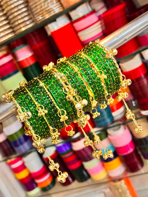 NEW GREEN COLOR KASHMIRI RAINDROP SPECIALL BANGLES SET