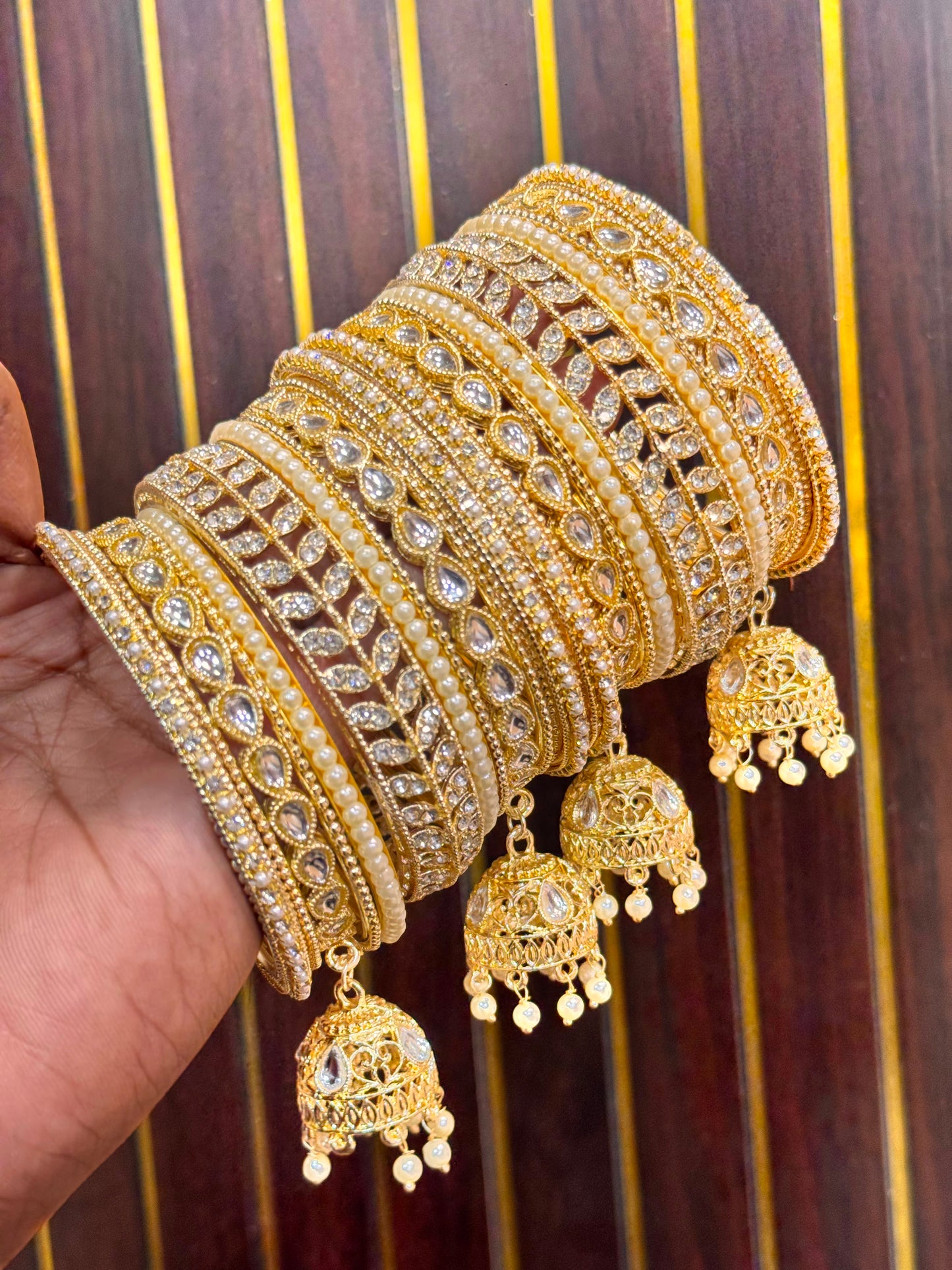 NEW KUNDAN AD BANGLES SET