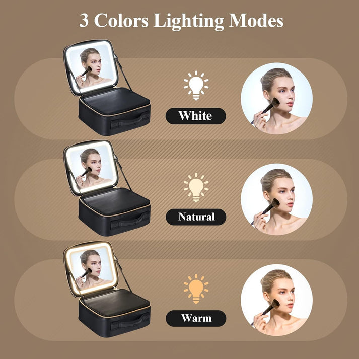 Makeup bag with led mirror