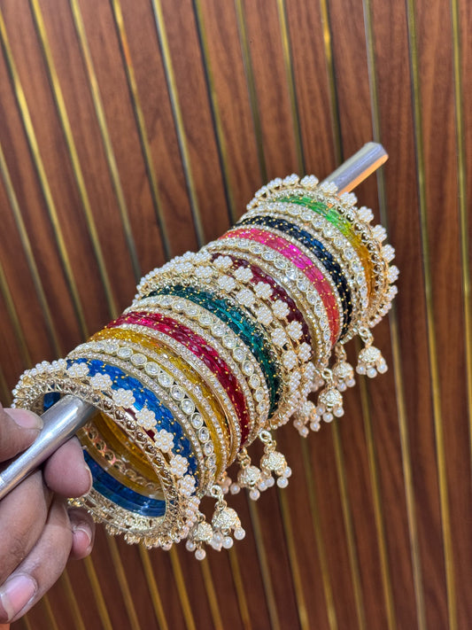 New Raindrop Multi Jhumkha Bangles Set