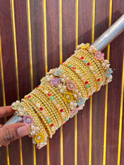 NEW BRASS BANGLES WITH TRENDING FLOWER KADA