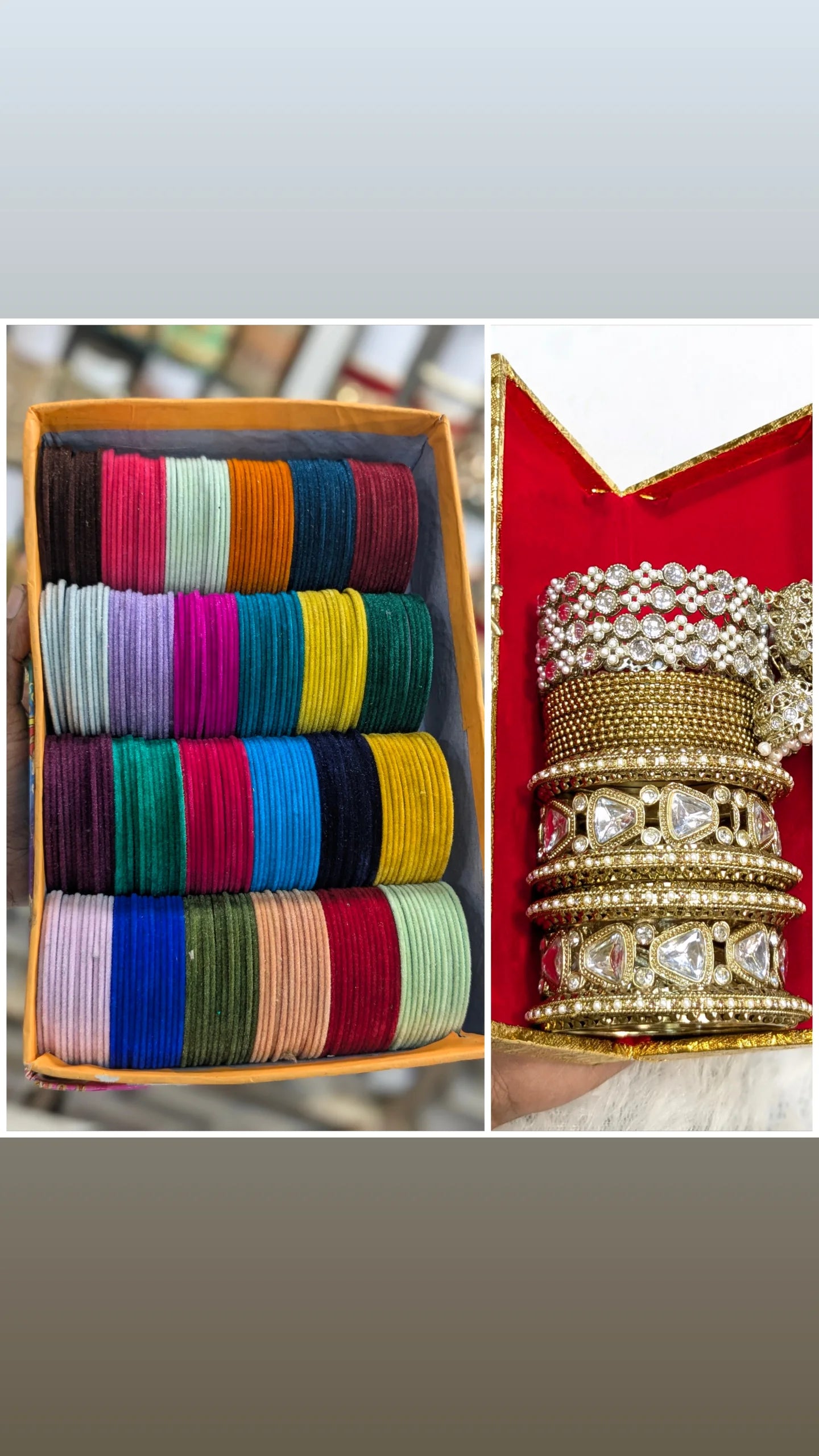 Kundan with Metal bangles