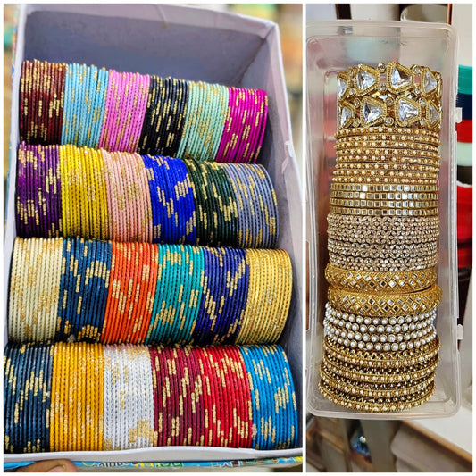 glitter bangles 
With copper siders